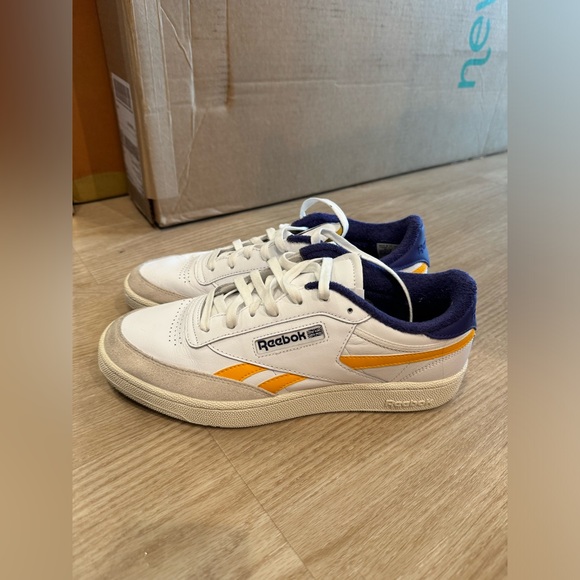 Reebok White, Purple, and Gold Men’s Club C Revenge Sneakers - Picture 1 of 8